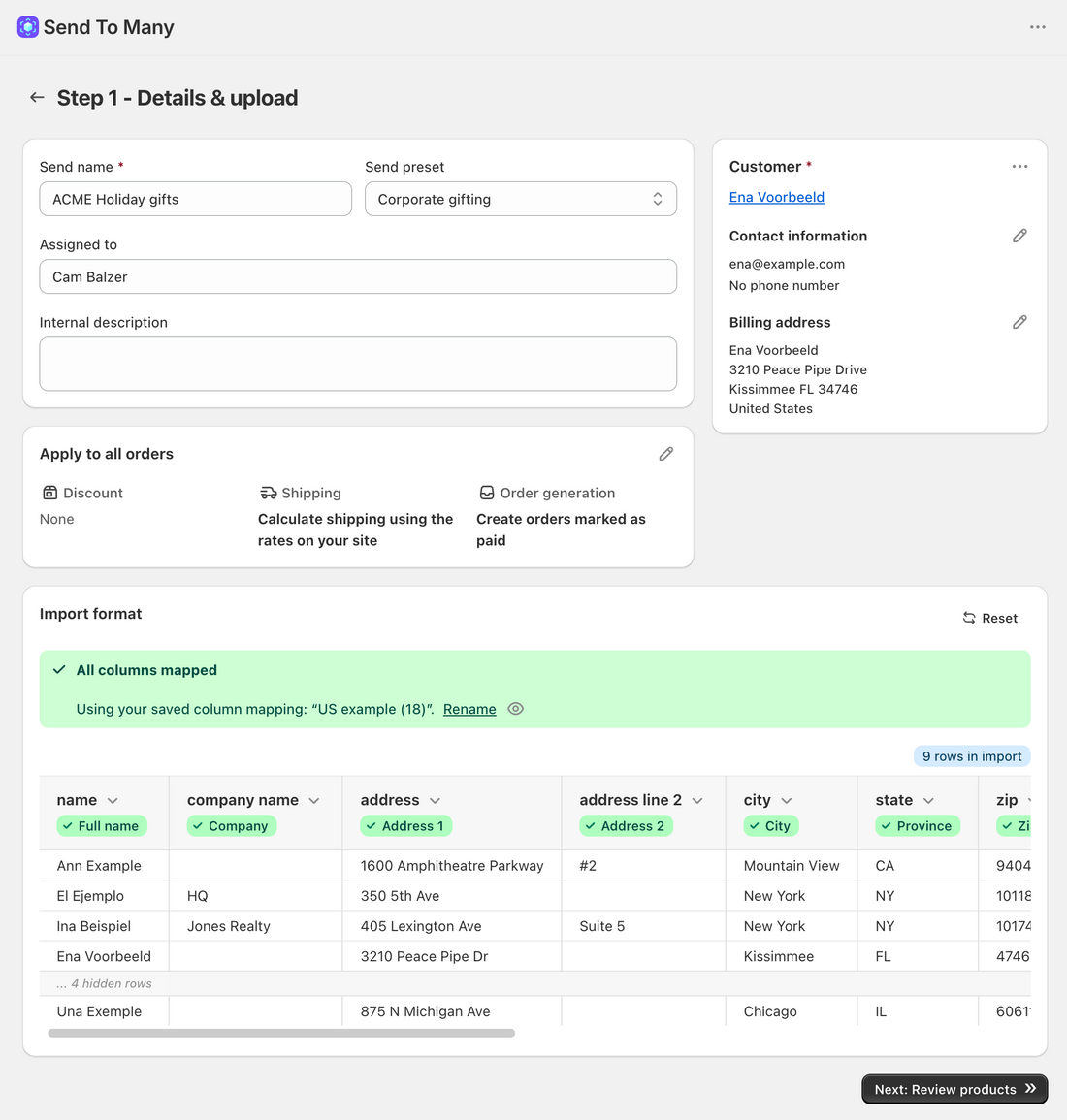 Bulk order upload in Shopify admin