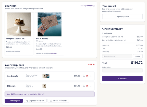 Standalone cart page