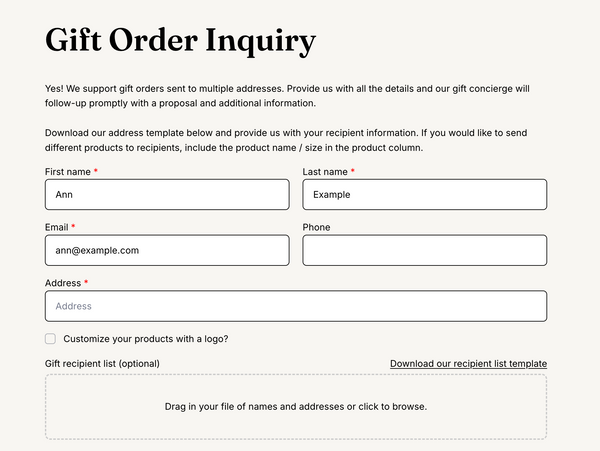 Inquiry form