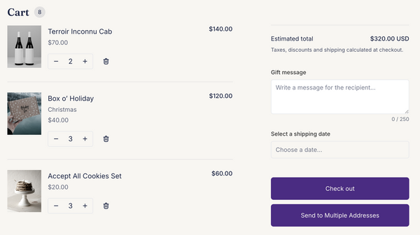 Gift widget for single orders