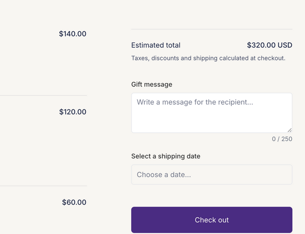 Gift widget for single orders
